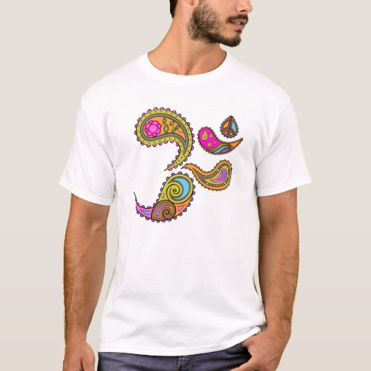 Retro Paisley Om Yoga T-shirt (Voorkant)