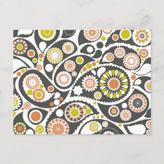 Retro Paisley Pattern Briefkaart (Voorkant)