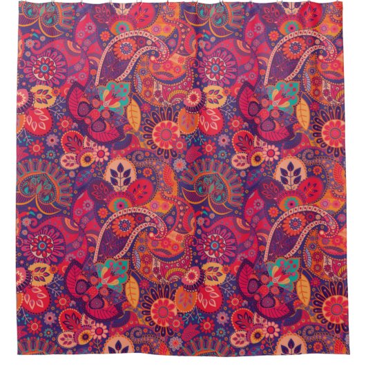 Retro Paisley Reds Duvet Hoesje Douchegordijn (Voorkant)