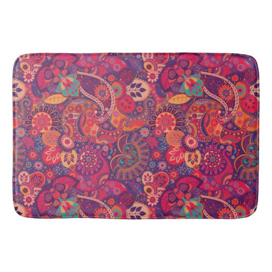 Retro Paisley Rood   Badmat (Voorkant)