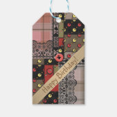 Retro  paleis gevarieerd patchwork boho cadeaulabel (Voorkant)