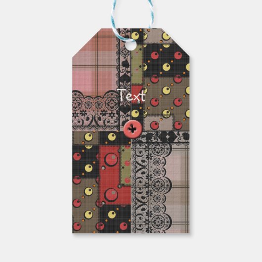 Retro  paleis gevarieerd patchwork boho cadeaulabel (Achterkant)