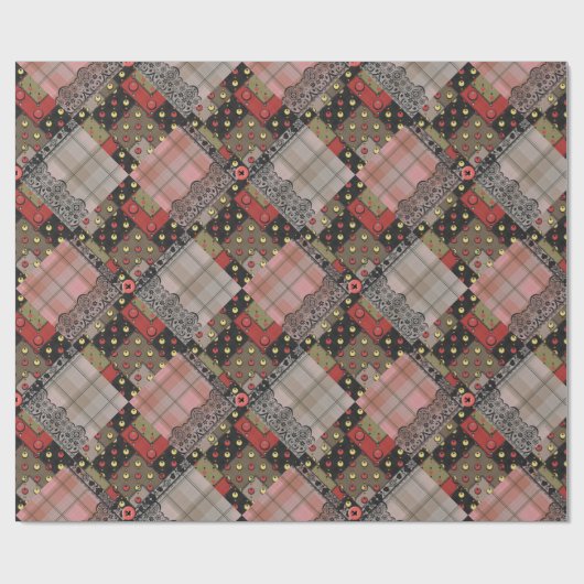 Retro paleis gevarieerd patchwork boho cadeaupapier (Vlak)