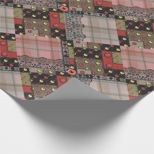 Retro paleis gevarieerd patchwork boho cadeaupapier (Hoek)