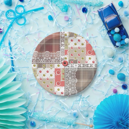 Retro  paleis gevarieerd patchwork boho papieren bordje (Feest)