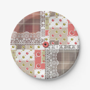 Retro  paleis gevarieerd patchwork boho papieren bordje