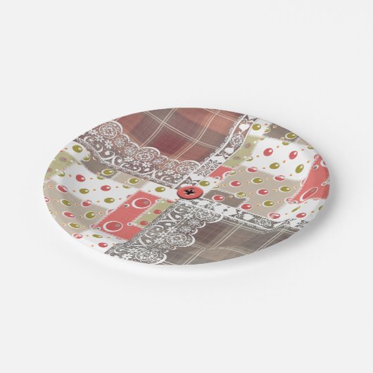 Retro  paleis gevarieerd patchwork boho papieren bordje (Gekanteld)