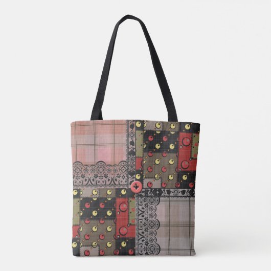 Retro paleis gevarieerd patchwork boho tote bag (Achterkant)