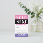 Retro Palet Hot Pink Zwart Uw Logo Afsprakenkaartje (Staand voorkant)