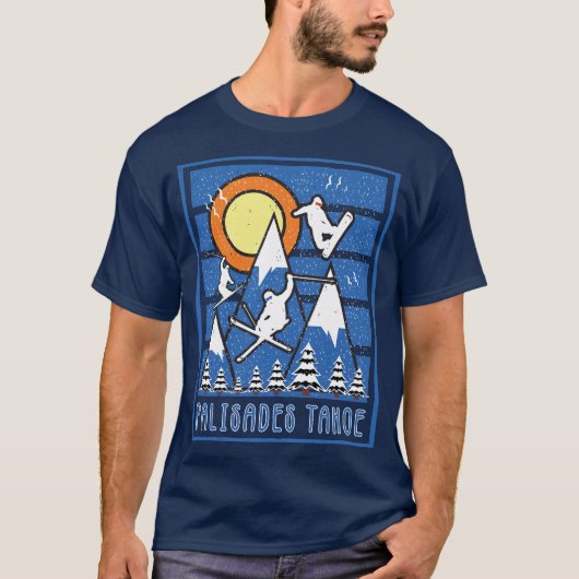 Retro Palisades Tahoe Ski Zonsondergang T-shirt (Voorkant)