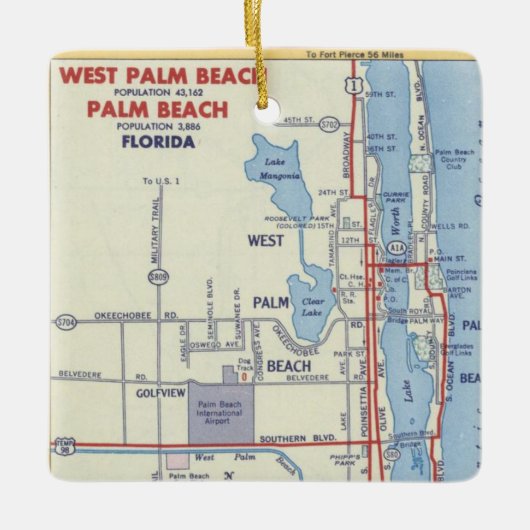 Retro Palm Beach FL Keramisch Ornament (Voorkant)