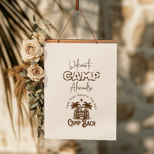 Retro Palm Camper – Boho Bachelorette Weekend Hangend Wandkleed