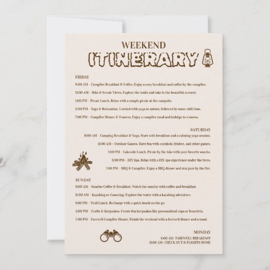 Retro Palm Camper – Boho Bachelorette Weekend Kaart (Achterkant)