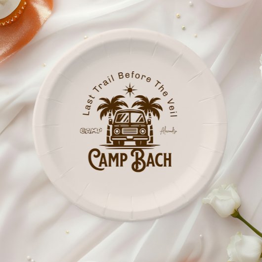 Retro Palm Camper – Boho Bachelorette Weekend Papieren Bordje
