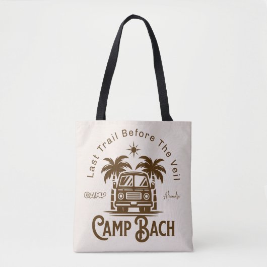 Retro Palm Camper – Boho Bachelorette Weekend Tote Bag (Voorkant)