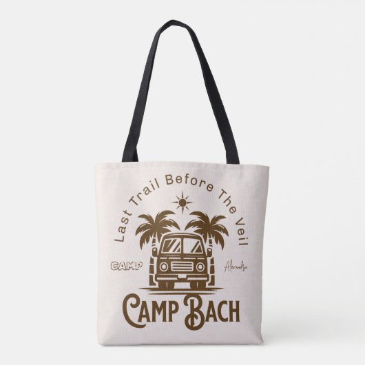 Retro Palm Camper – Boho Bachelorette Weekend Tote Bag (Achterkant)