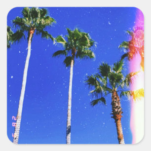 retro  palm filter florida miami vierkante sticker