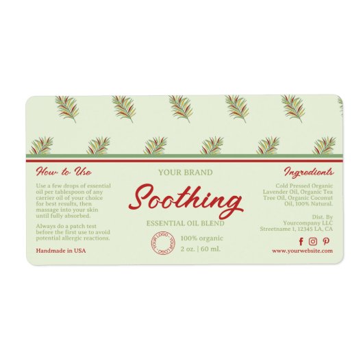 Retro Palm Leaves Cosmetics druppelflesetiket Etiket (Voorkant)