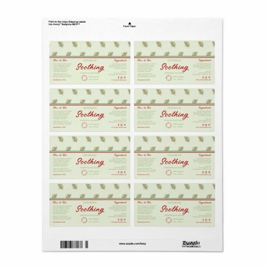 Retro Palm Leaves Cosmetics druppelflesetiket Etiket (Full Sheet)