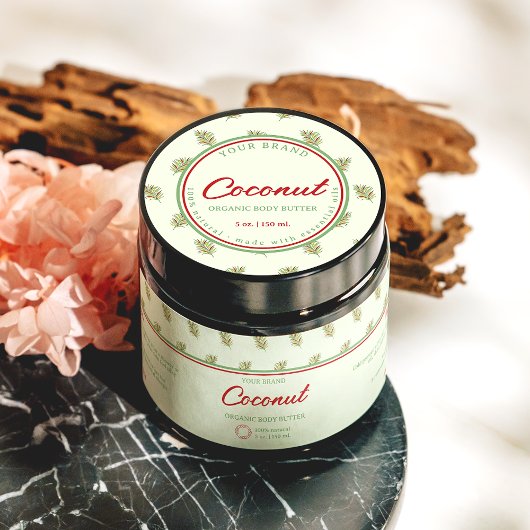 Retro Palm Leaves Retro Circle Cosmetics Jar Label