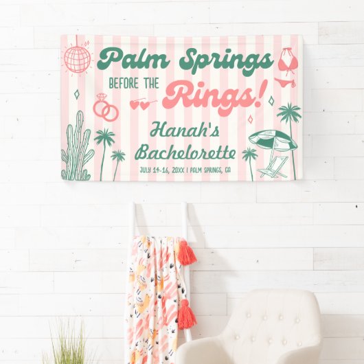 Retro Palm Spring Bachelorette Welkom Spandoek (Insitu)