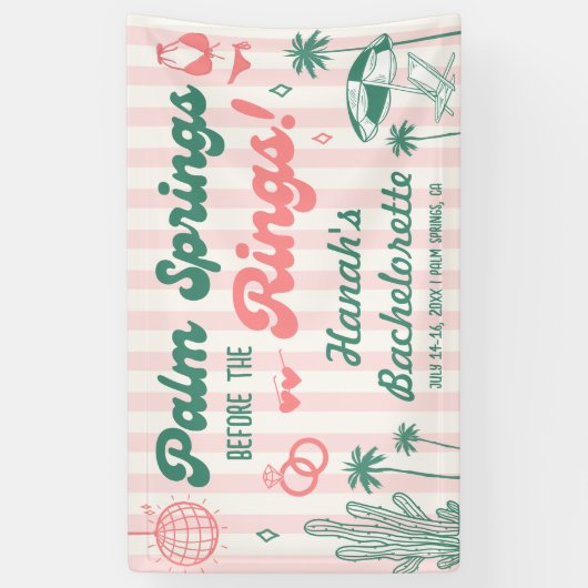 Retro Palm Spring Bachelorette Welkom Spandoek (Verticaal)