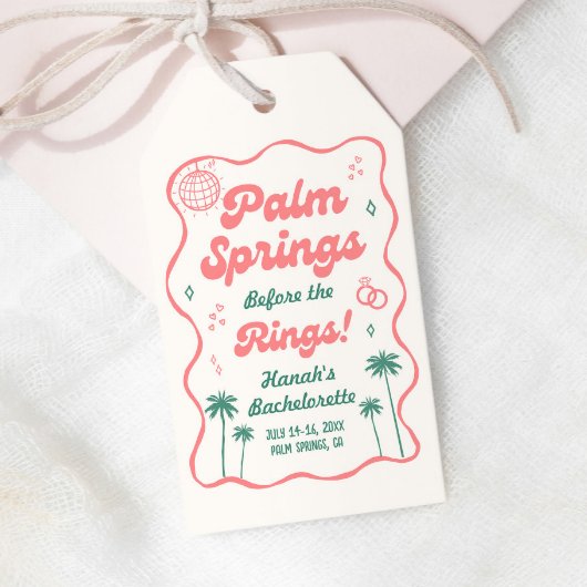 Retro Palm Springs Bachelorette Feestje Cadeaulabel