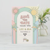 Retro Palm Springs Bewaar de Datum | Groovy Kaart (Staand voorkant)