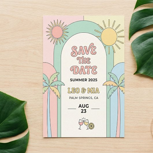 Retro Palm Springs Bewaar de Datum | Groovy Kaart