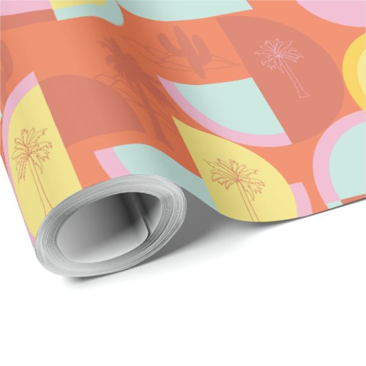 Retro Palm Springs Cactus Cadeaupapier (Rol Hoek)