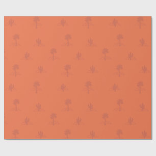 Retro Palm Springs Cactus in aardetinten Cadeaupapier