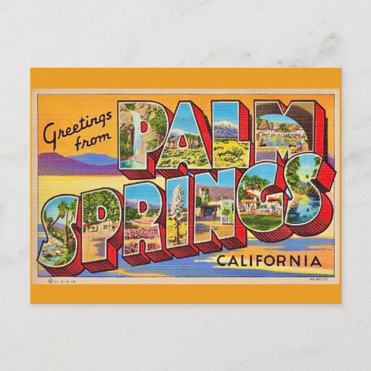 Retro Palm Springs Greeting Postcard Briefkaart (Voorkant)