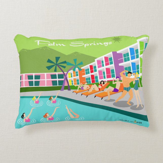 Retro Palm Springs Hotel Accent Pillow Accent Kussen (Voorkant)