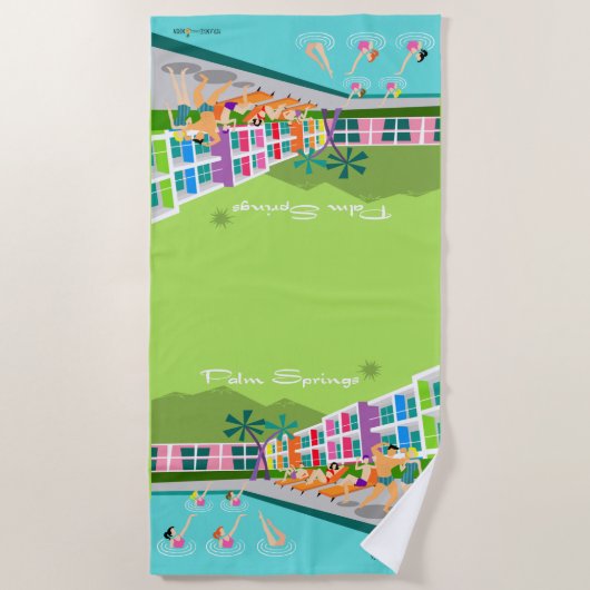 Retro Palm Springs Hotel Beach Towel Strandlaken (Voorkant)