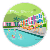Retro Palm Springs Hotel Ceramic Pull Keramische Knop (Voorkant)