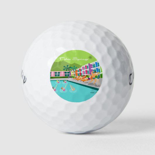 Retro Palm Springs Hotel Golf Balls Golfballen (Voorkant)