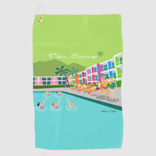 Retro Palm Springs Hotel Golf Towel Golfhanddoek