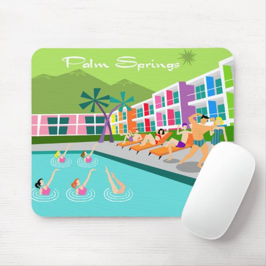 Retro Palm Springs Hotel Mousepad Muismat (Met muis)