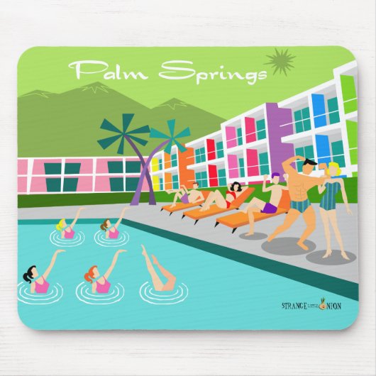 Retro Palm Springs Hotel Mousepad Muismat (Voorkant)