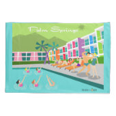 Retro Palm Springs Hotel Pillowcase Kussensloop (Achterkant)