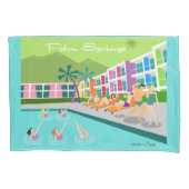 Retro Palm Springs Hotel Pillowcase Kussensloop (Voorkant)