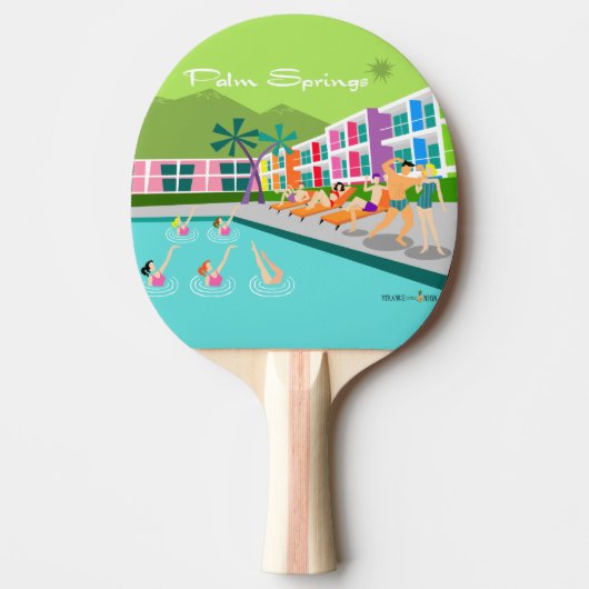Retro Palm Springs Hotel Ping Pong Paddle Tafeltennisbatje (Voorkant)