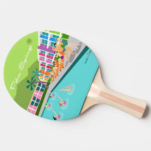 Retro Palm Springs Hotel Ping Pong Paddle Tafeltennisbatje (Zijkant)