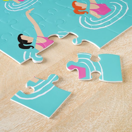 Retro Palm Springs Hotel Puzzle Legpuzzel (Zijkant)