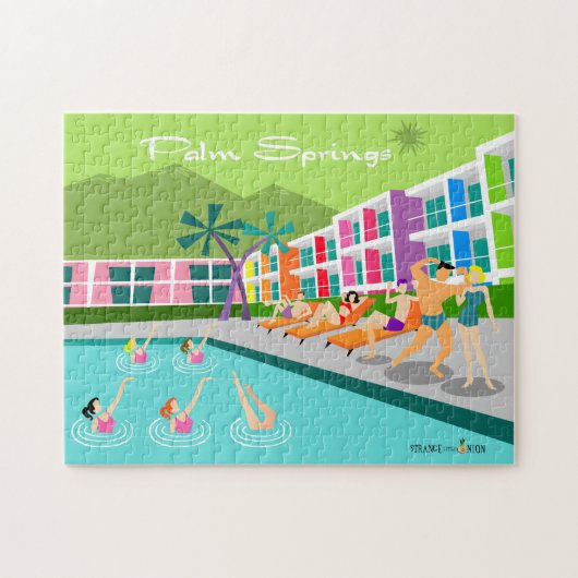 Retro Palm Springs Hotel Puzzle Legpuzzel (Horizontaal)