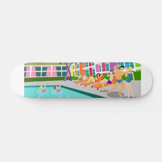 Retro Palm Springs Hotel Skateboard (Horizontaal)