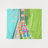 Retro Palm Springs Hotel Tapestry Wandkleed (Voorkant (horizontaal))