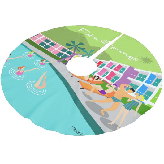 Retro Palm Springs Hotel Tree Skirt Kerstboom Rok (Gekanteld)