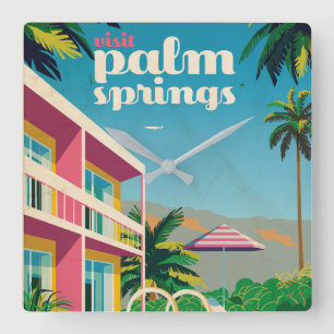 Retro Palm Springs-hotel Vierkante Klok