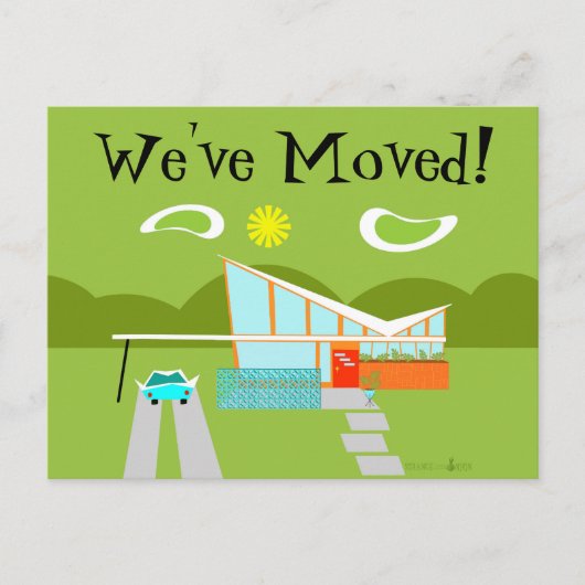 Retro Palm Springs House Adreswijziging Kaart (Voorkant)